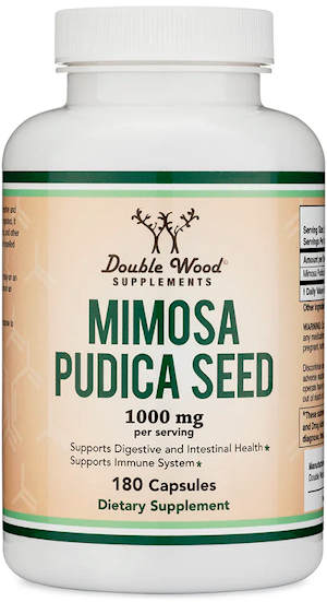 Mimosa pudica intestinal cleanse supplement bottle